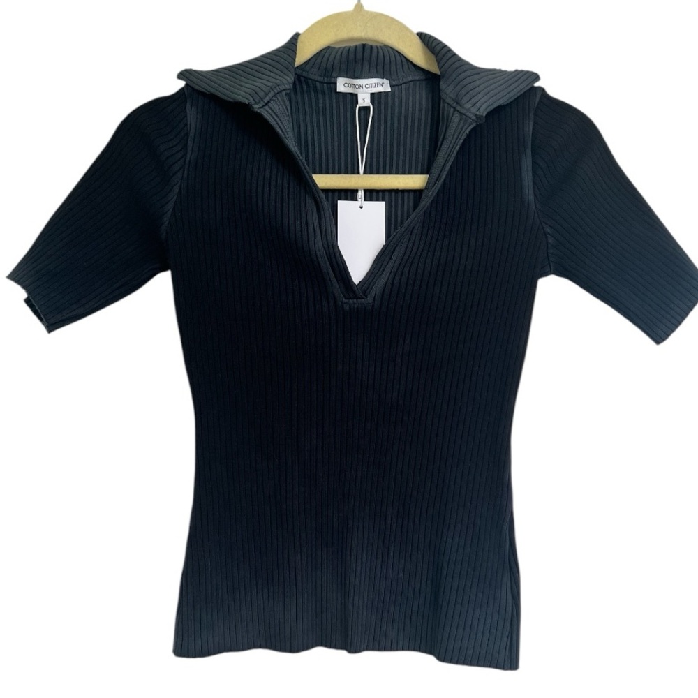 COTTON CITIZEN Ibiza Polo in Vintage Black size Small Short Sleeve NWT